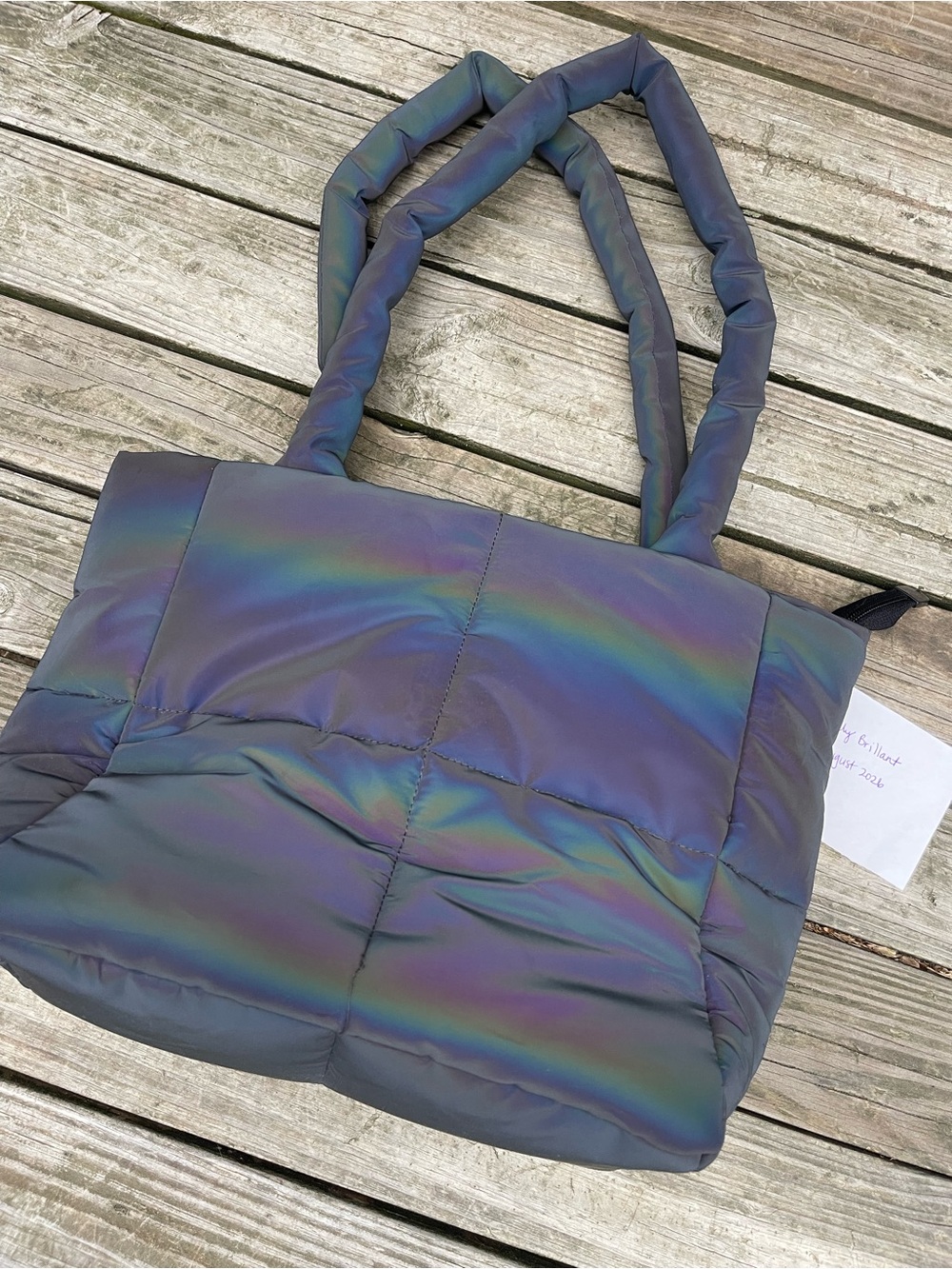 32 Degrees Iridescent Rainbow Puffer Tote